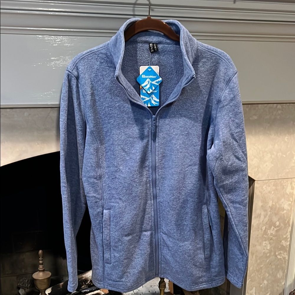 Magcomsen Light Blue Fleece Jacket Size large